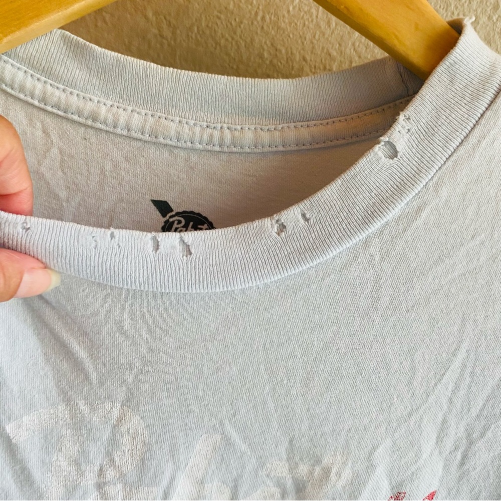 PABST BLUE RIBBON Light Blue Distressed Tee - Picture 5 of 6